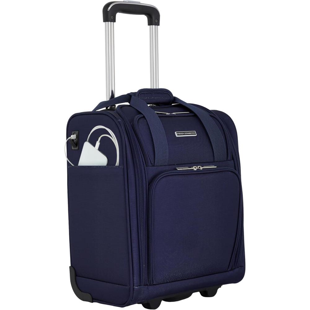 imageFrench Connection 16quot Underseat CarryOn Luggage with USBUSBC Ports Blue DepthsBlue Depths