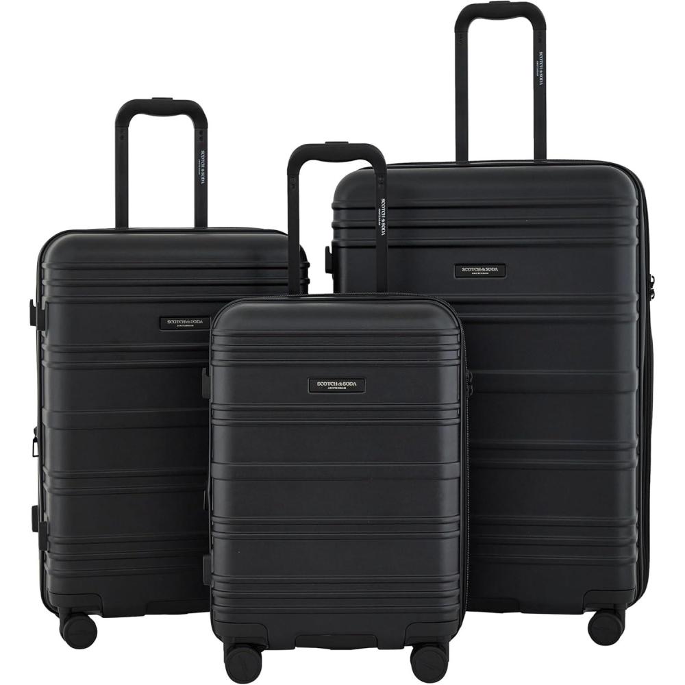 imageSCOTCH ampamp SODA Rotterdam Expandable Hardside Luggage Travertine 3 Piece SetBlack