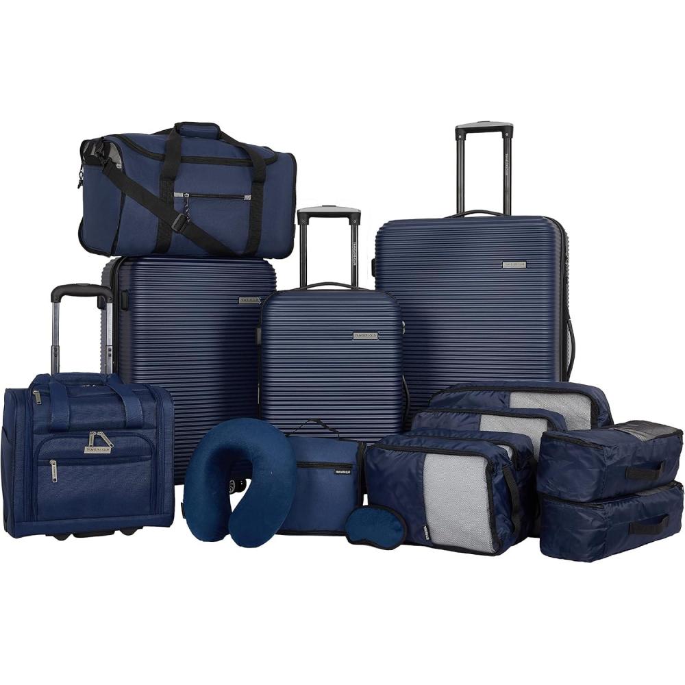 imageTravelers Club 14 Piece Riddock Luggage and Travel Accessories Set Navy BlueNavy Blue