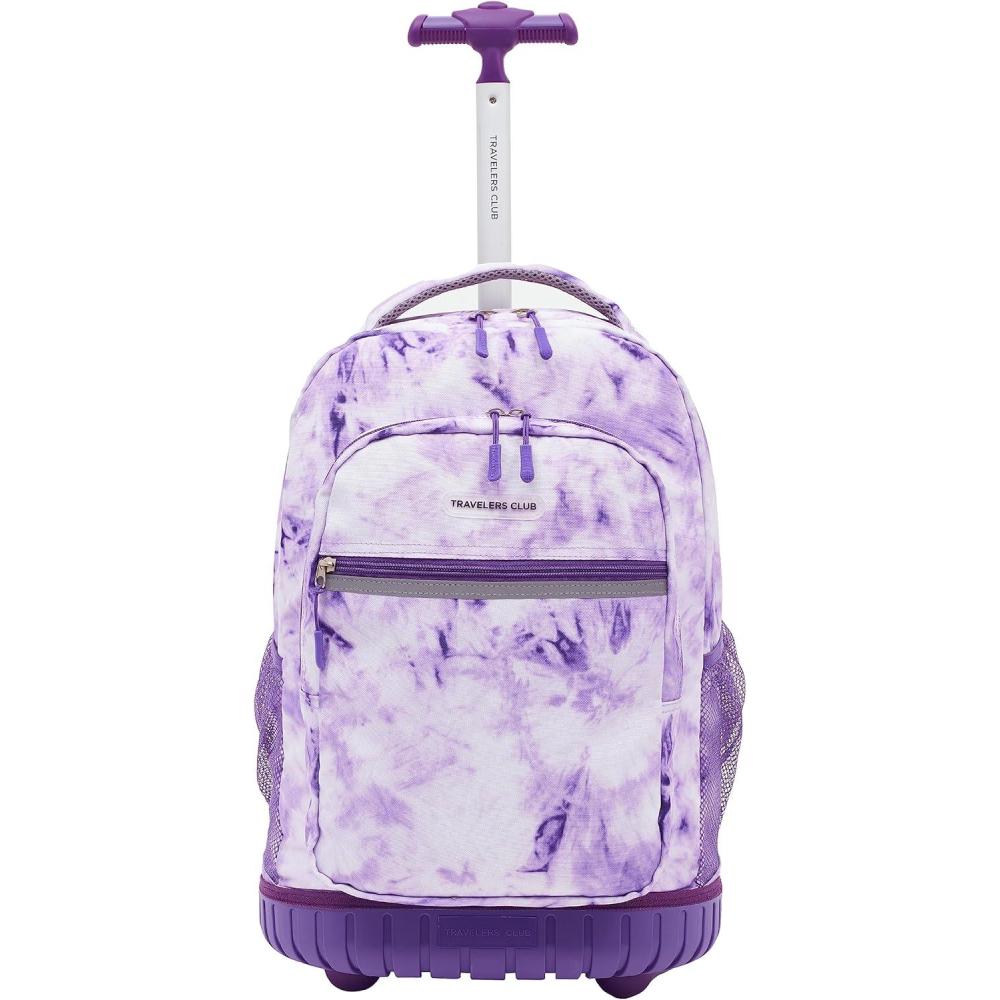 imageTravelers Club 20quot Rolling Backpack with Laptop Compartment CamoPurple Tie