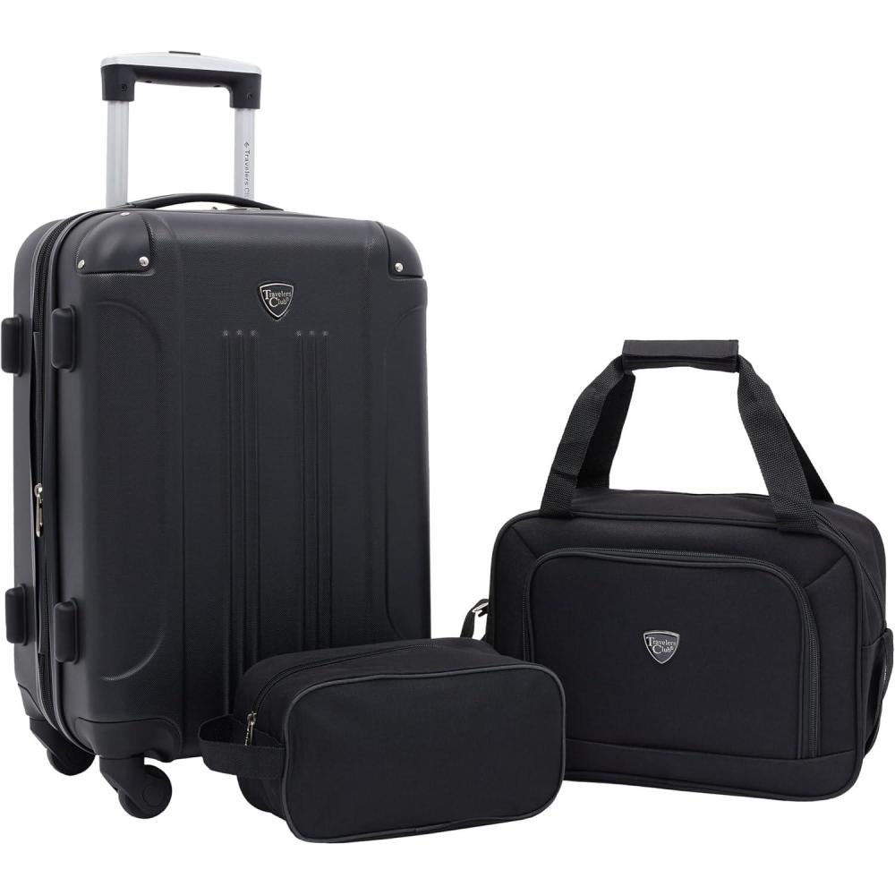 imageTravelers Club Chicago Hardside Expandable Spinner Luggage Black 20quot CarryOnBlack