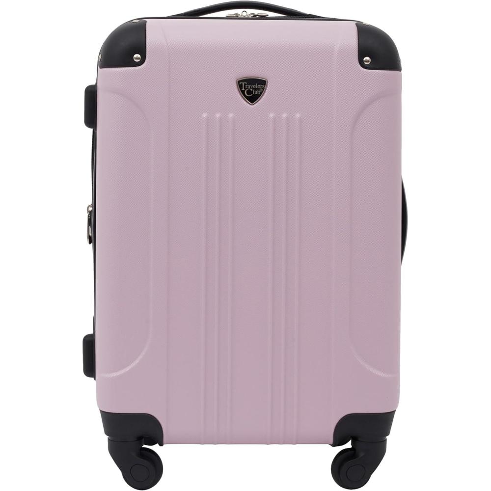 imageTravelers Club Chicago Hardside Expandable Spinner Luggage Black 20quot CarryOnLilac