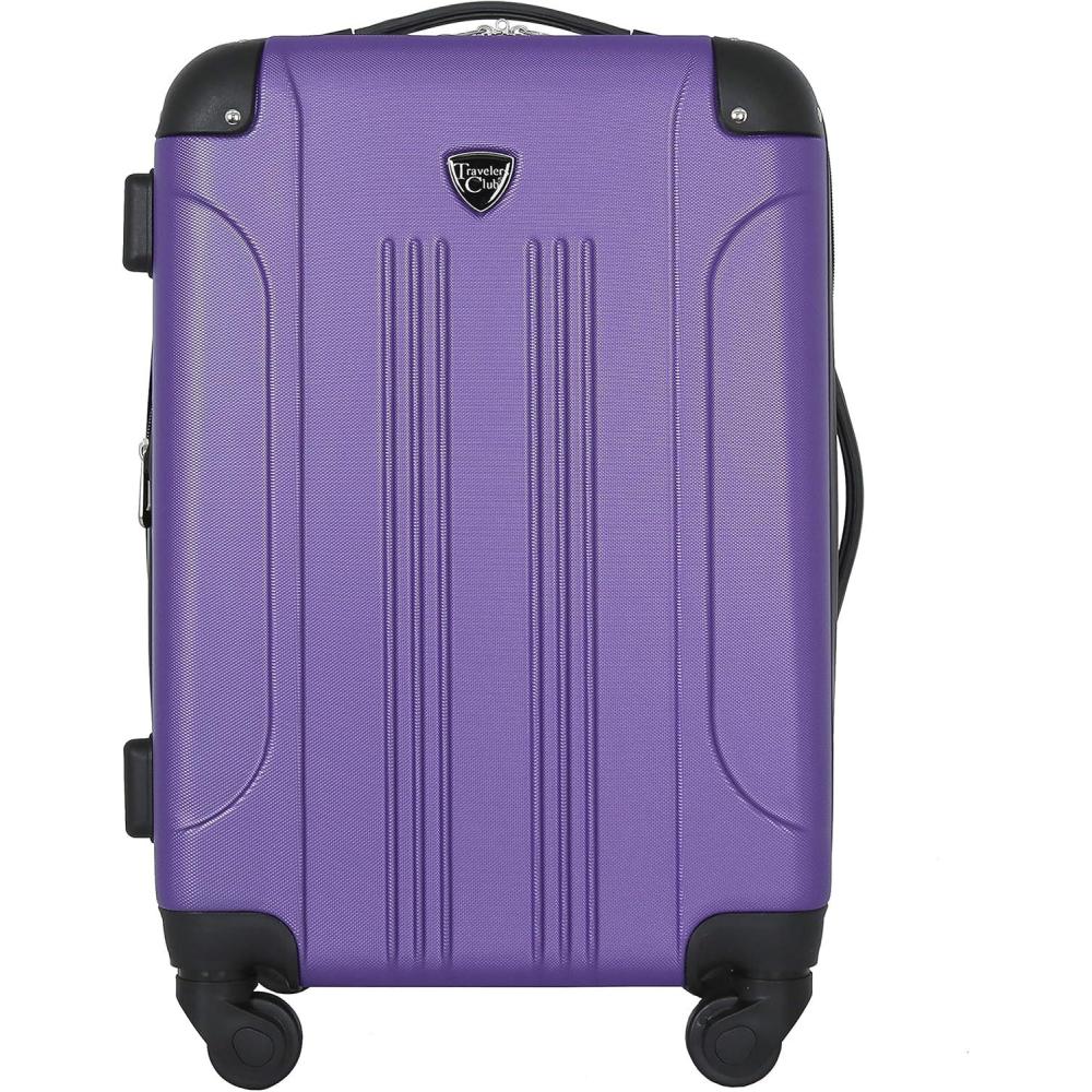 imageTravelers Club Chicago Hardside Expandable Spinner Luggage Black 20quot CarryOnPurple