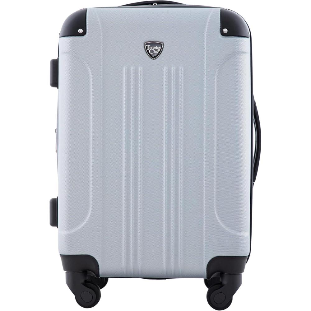 imageTravelers Club Chicago Hardside Expandable Spinner Luggage Black 20quot CarryOnSilver