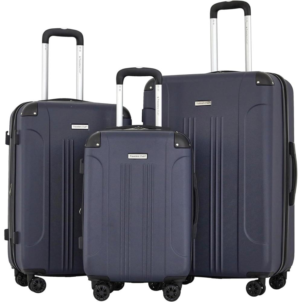 imageTravelers Club Chicago Plus Hardside Luggage Mauve 20quot CarryOnNavy
