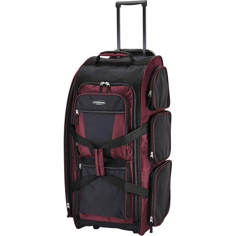imageTravelers Club Xpedition 30 Inch MultiPocket Upright Rolling Duffel BagCrimson Red