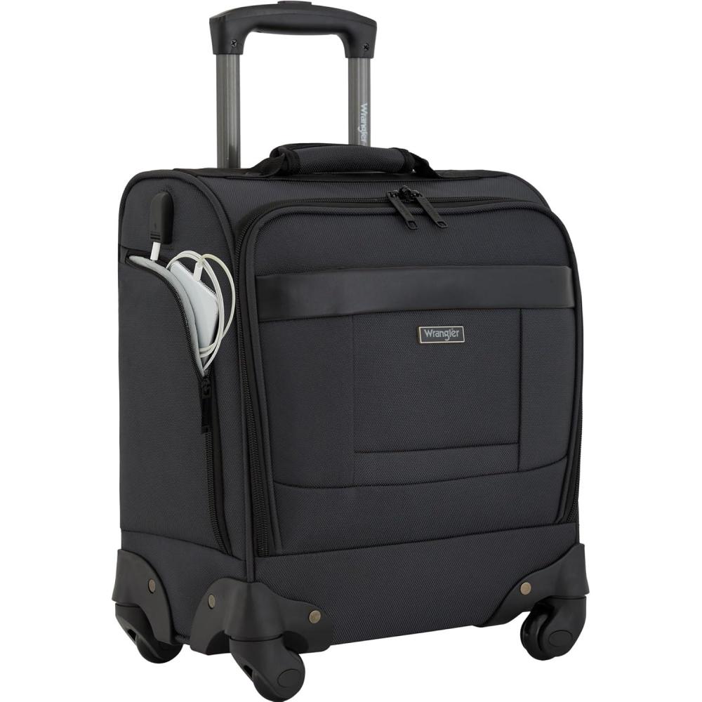 imageWrangler 17quot Underseat Spinner CarryOn Luggage CharcoalCharcoal