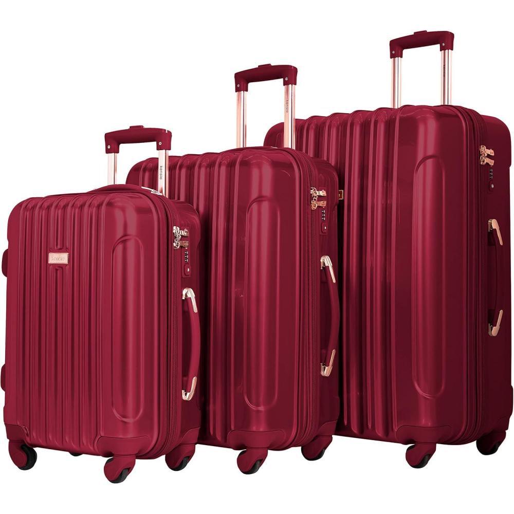 imagekensie 20quot quotAlmaquot CarryOn TSALock Spinner Luggage BlackJapanese Carmine Red