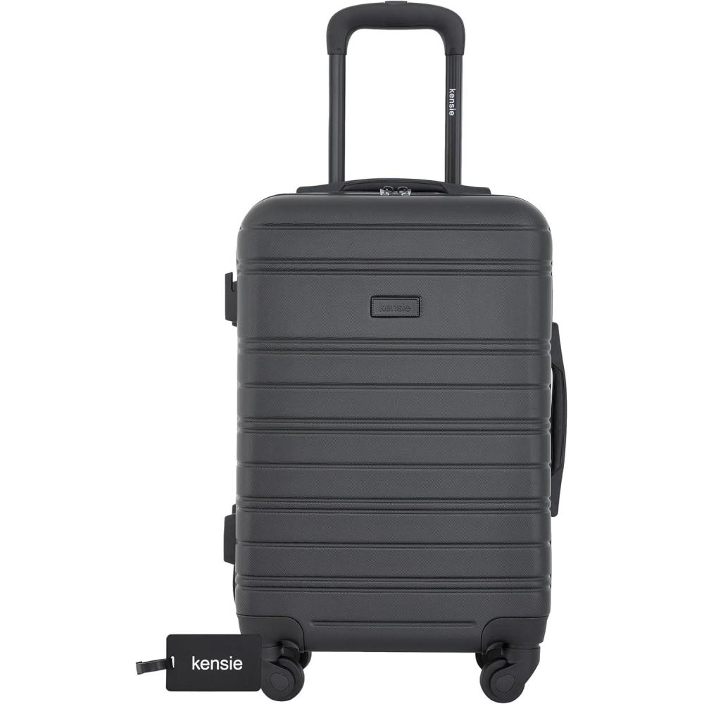 imagekensie 22quot Peonies Hardside CarryOn Luggage with ID Tag Pool BlueBlack