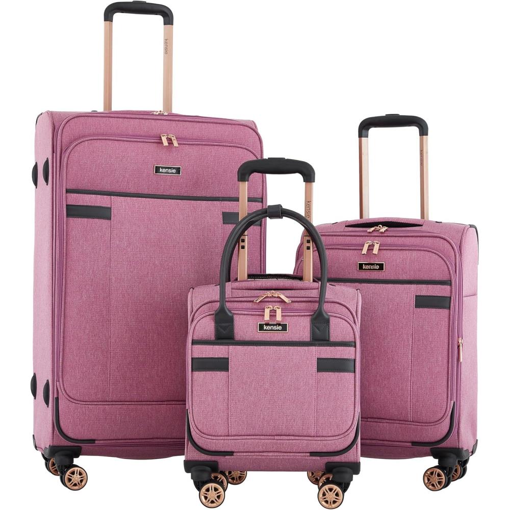imagekensie Hudson Softside 3Piece Spinner Luggage Set Mellow MauveMellow Mauve