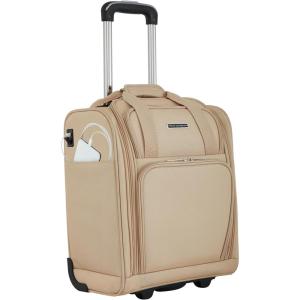 French Connection 16″ Underseat Carry-On Luggage with USB/USB-C Ports, Blue Depths(Toasted Almond)