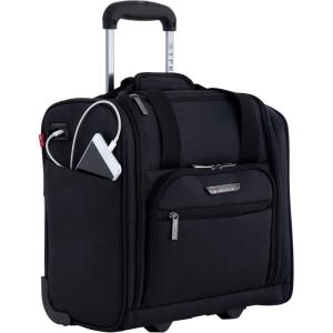 TPRC 15″ Smart Under Seat Carry-On Luggage with USB Charging Port, Navy Blue Option, One Size(Black)