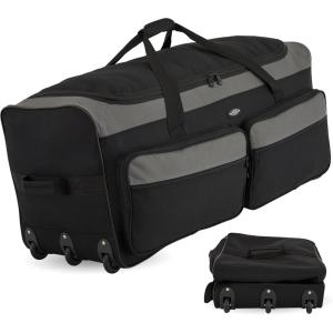 Travelers Club 36″ Asgard 3-Wheel Rolling Duffel Bag(Black)