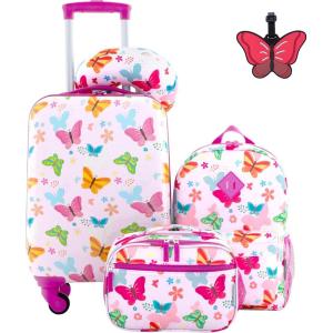 Travelers Club 5 Piece Kids’ Luggage Set, Bunny(Butterfly)
