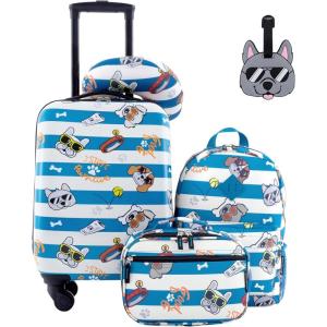 Travelers Club 5 Piece Kids’ Luggage Set, Bunny(Cool Dog)