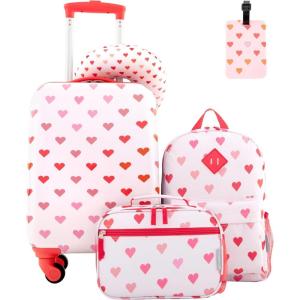 Travelers Club 5 Piece Kids’ Luggage Set, Bunny(Hearts)