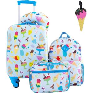 Travelers Club 5 Piece Kids’ Luggage Set, Bunny(Ice Cream)