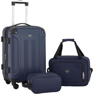Travelers Club Chicago Hardside Expandable Spinner Luggage, Black, 20″ Carry-On(Navy Blue)