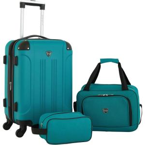 Travelers Club Chicago Hardside Expandable Spinner Luggage, Black, 20″ Carry-On(Teal)