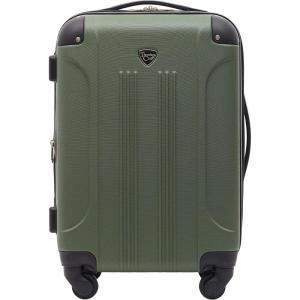 Travelers Club Chicago Hardside Expandable Spinner Luggage, Black, 20″ Carry-On(Thyme Green)