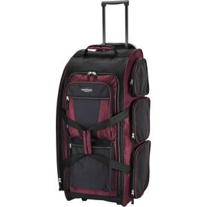 Travelers Club Xpedition 30 Inch Multi-Pocket Upright Rolling Duffel Bag(Crimson Red)