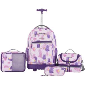 Travelers Club unisex-adult 4 Piece Rolling Backpack Set With Accessories, Water(Water)