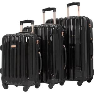 kensie 20″ “Alma” Carry-On TSA-Lock Spinner Luggage, Black(Black)