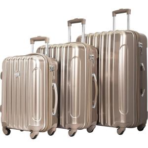 kensie 20″ “Alma” Carry-On TSA-Lock Spinner Luggage, Black(Pale Gold)