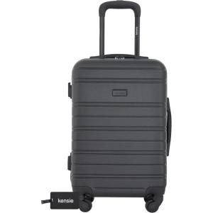 kensie 22″ Peonies Hardside Carry-On Luggage with ID Tag, Pool Blue(Black)