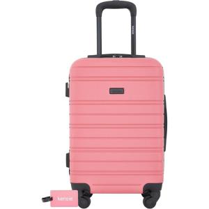 kensie 22″ Peonies Hardside Carry-On Luggage with ID Tag, Pool Blue(Flowering Ginger)