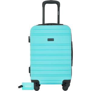 kensie 22″ Peonies Hardside Carry-On Luggage with ID Tag, Pool Blue(Pool Blue)
