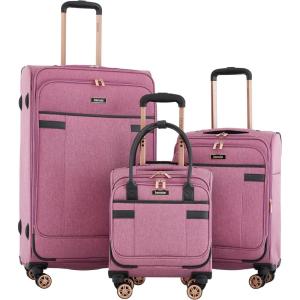 kensie Hudson Softside 3-Piece Spinner Luggage Set, Mellow Mauve(Mellow Mauve)
