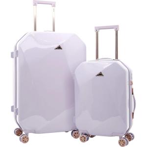 kensie Women’s Shiny Diamond Hardside Spinner Luggage, Sky Blue, 2-Piece Set (20/28)(Lavender)