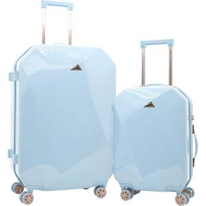 kensie Women’s Shiny Diamond Hardside Spinner Luggage, Sky Blue, 2-Piece Set (20/28)(Sky Blue)