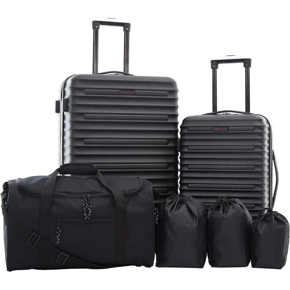 imageTravelers Club 6 Piece Orion Luggage and Travel Accessories Set BlackBlack