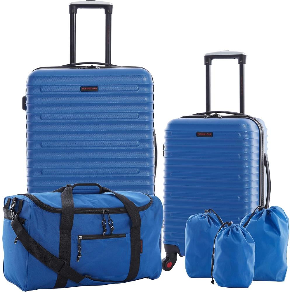 imageTravelers Club 6 Piece Orion Luggage and Travel Accessories Set BlackBlue